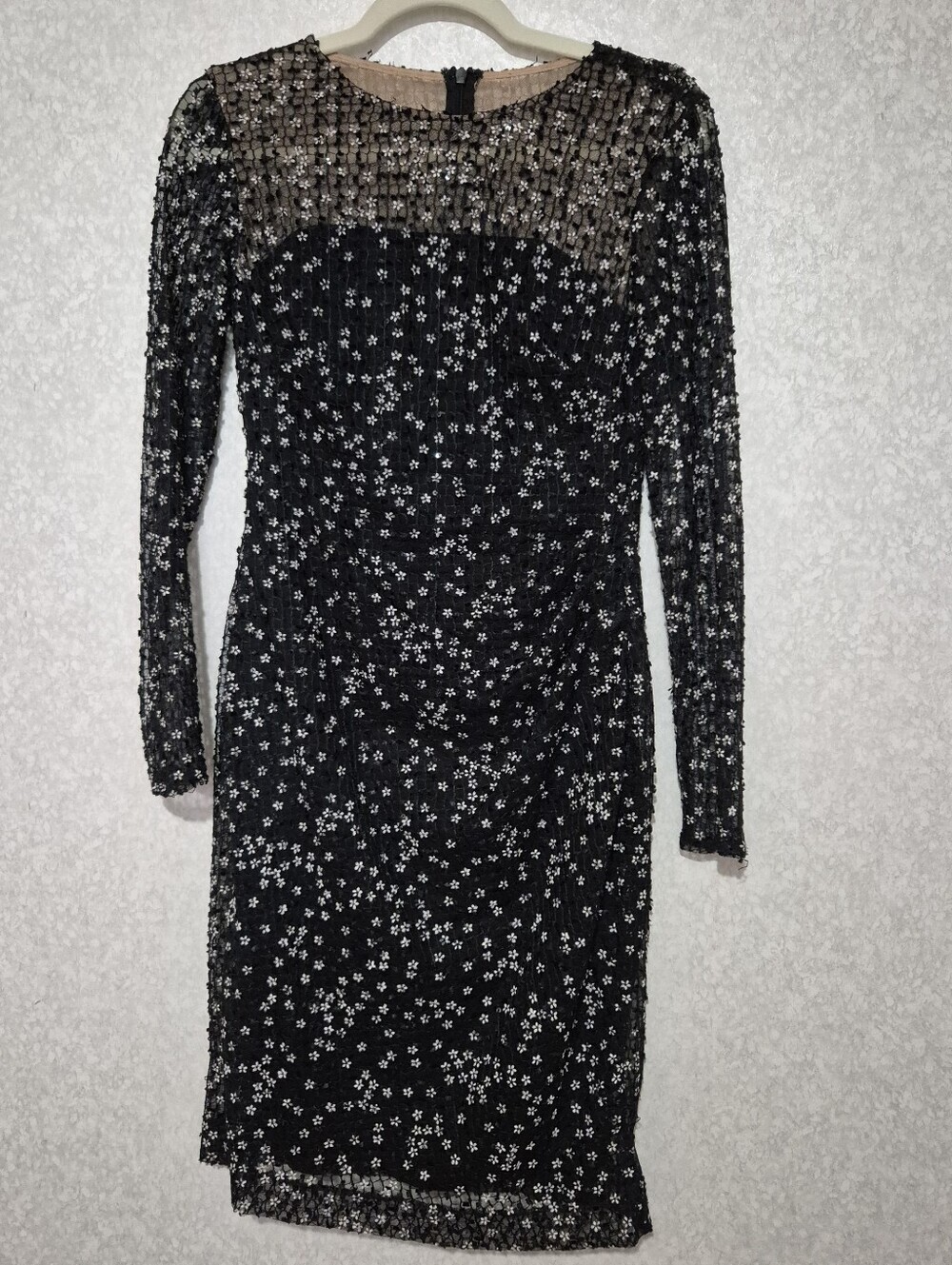Ralph Lauren Black Long-Sleeve Sequin Floral Mini Dress...Size:0